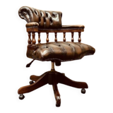 English Brown Chesterfield Captain Chair