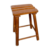 Tabouret primitif brutaliste porte plante tripode bout de canapé bois massif 1950 Décoration meuble