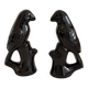 Pair of Mid-Century Gloss Black Ceramic Bird Figurines (Ravens/Crows)