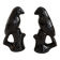 Pair of Mid-Century Gloss Black Ceramic Bird Figurines (Ravens/Crows)