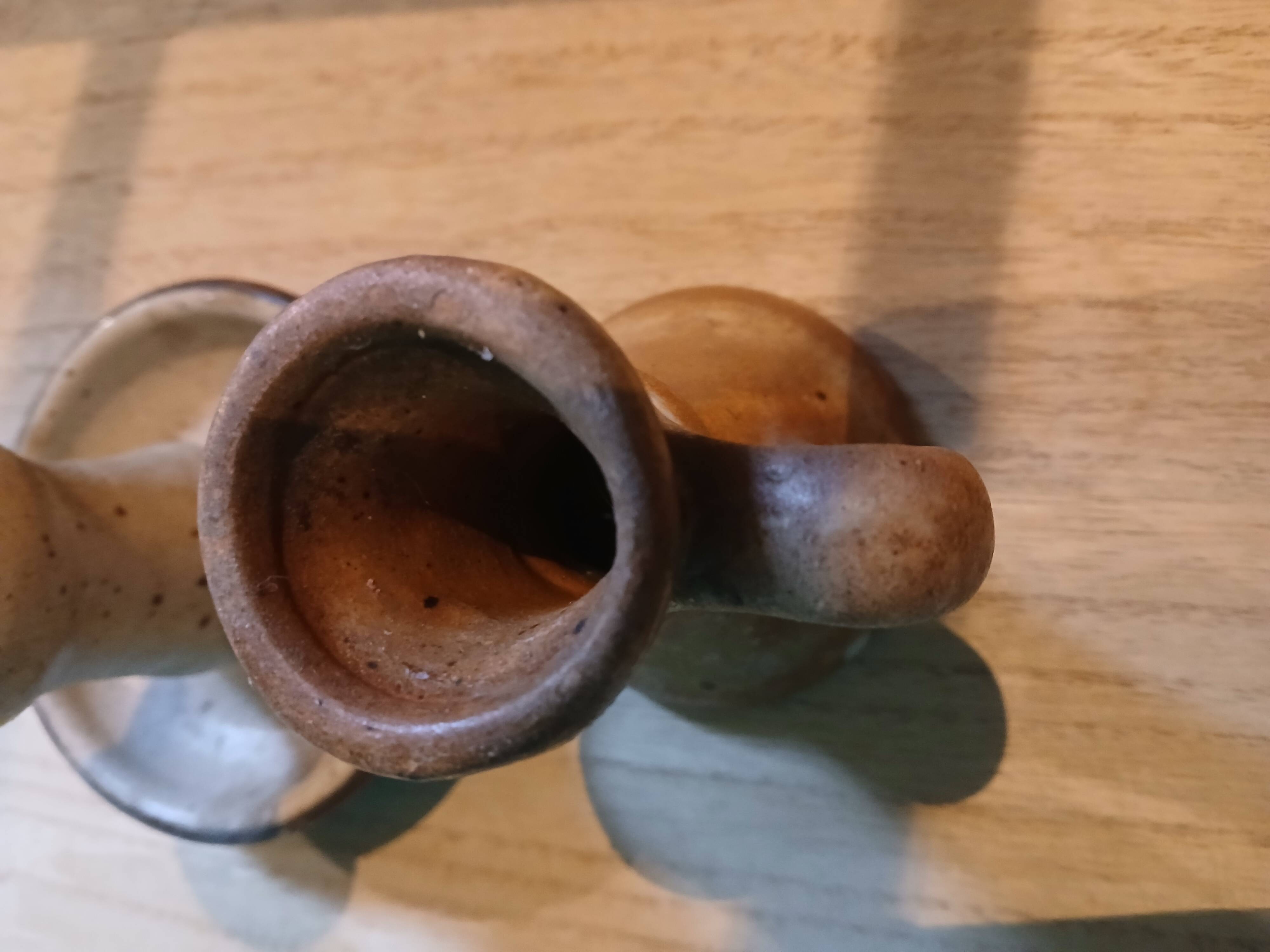 Bougeoirs en grès vintage