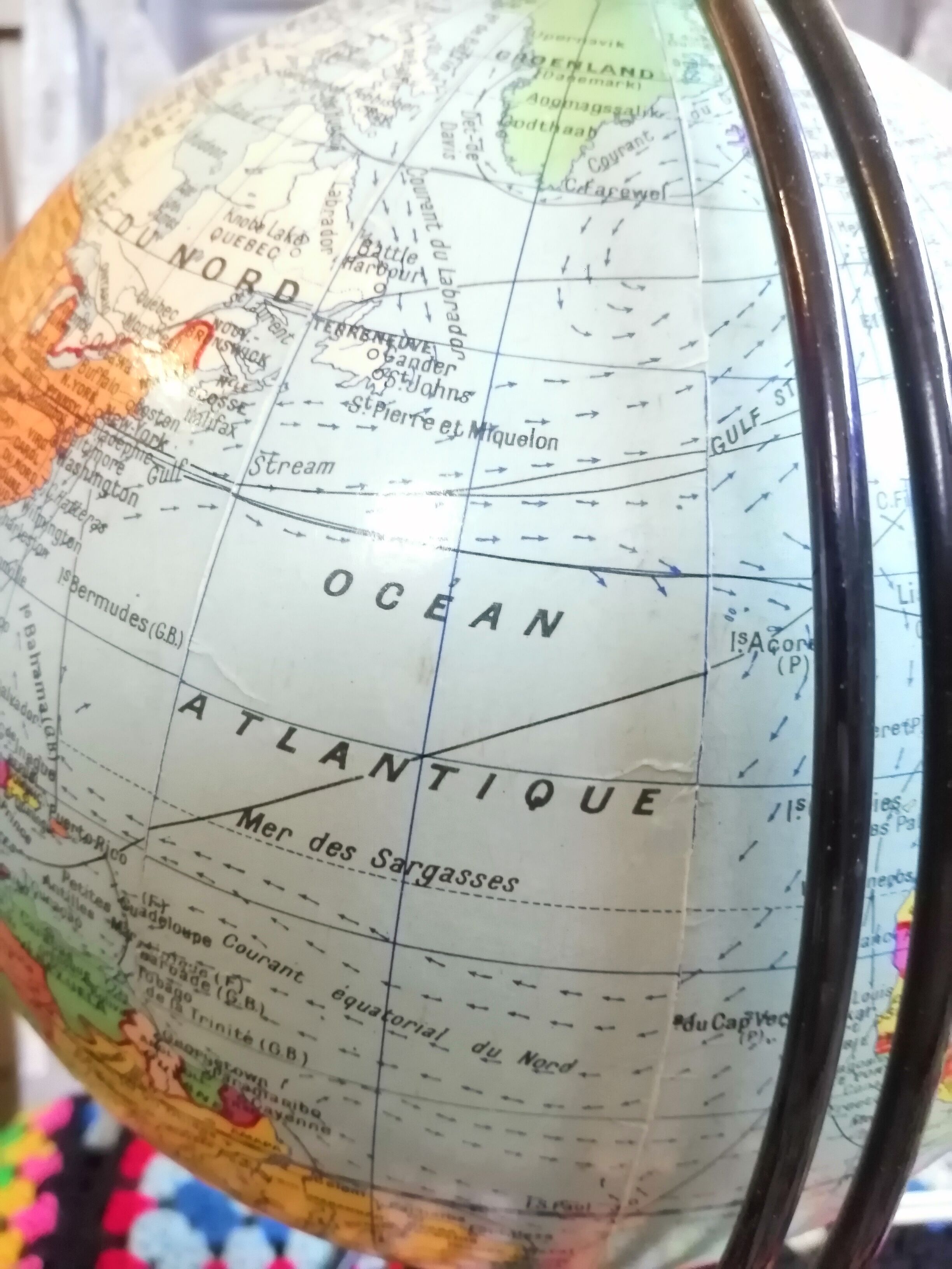 Globe map "Girard and Barrere" vintage 60/70