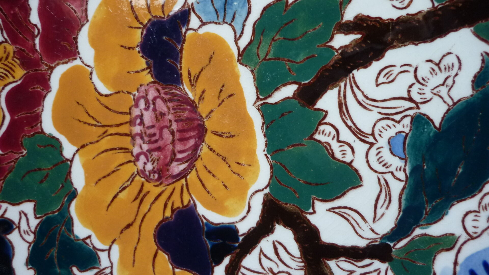 Set of 6 dessert Gien peonies plates