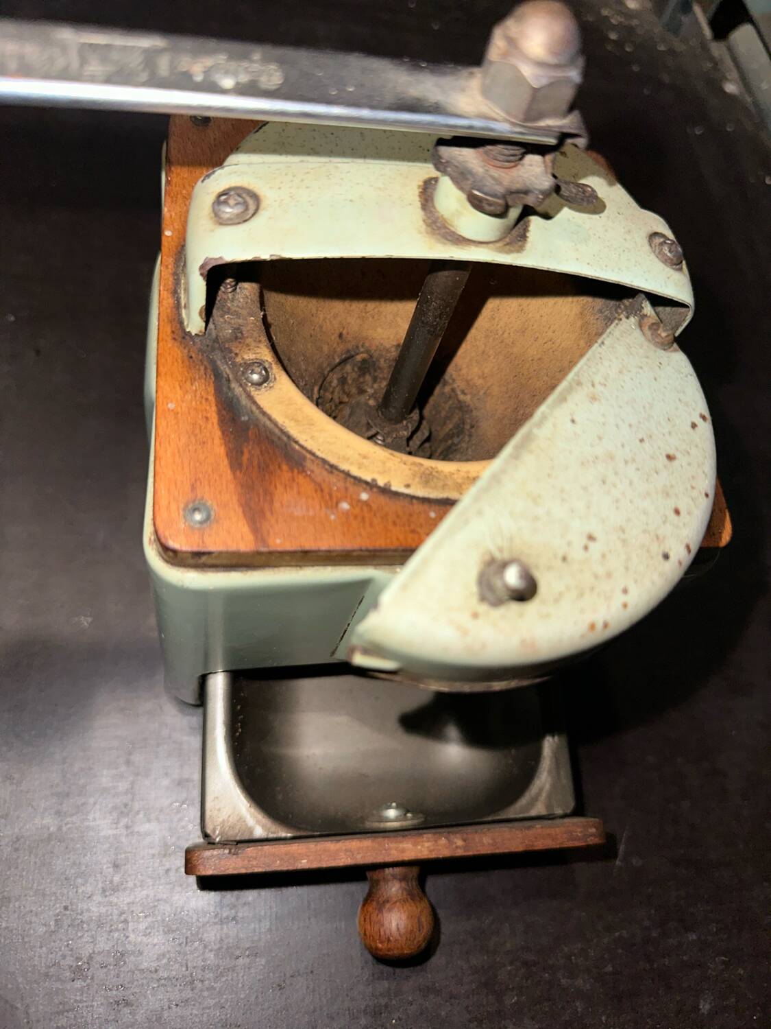 Blue Peugeot coffee grinder