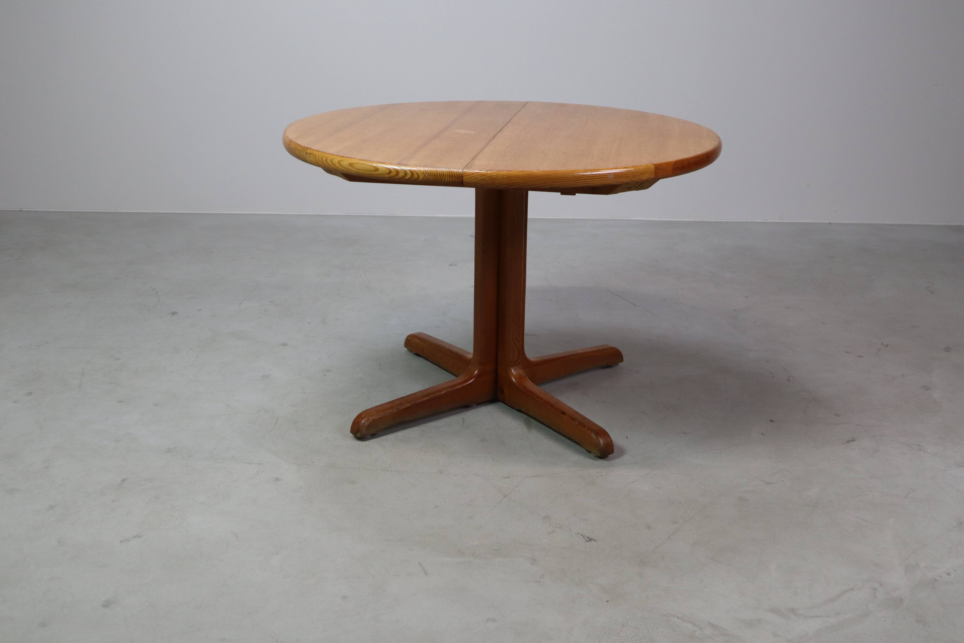 Scandinavian solid pine extendable dining table