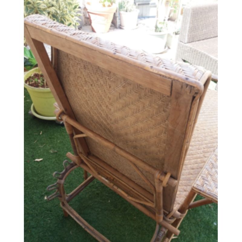Transat chaise longue en rotin des années 30