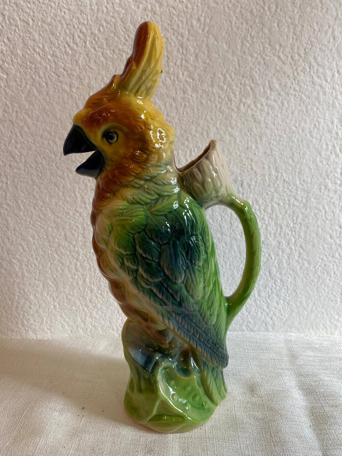 Antique earthenware pitcher Saint-Clément – Parrot model