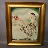 Oil on canvas "crested hen"