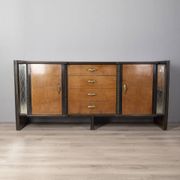 1940s vintage sideboard in wood and glass Italian Art Deco design