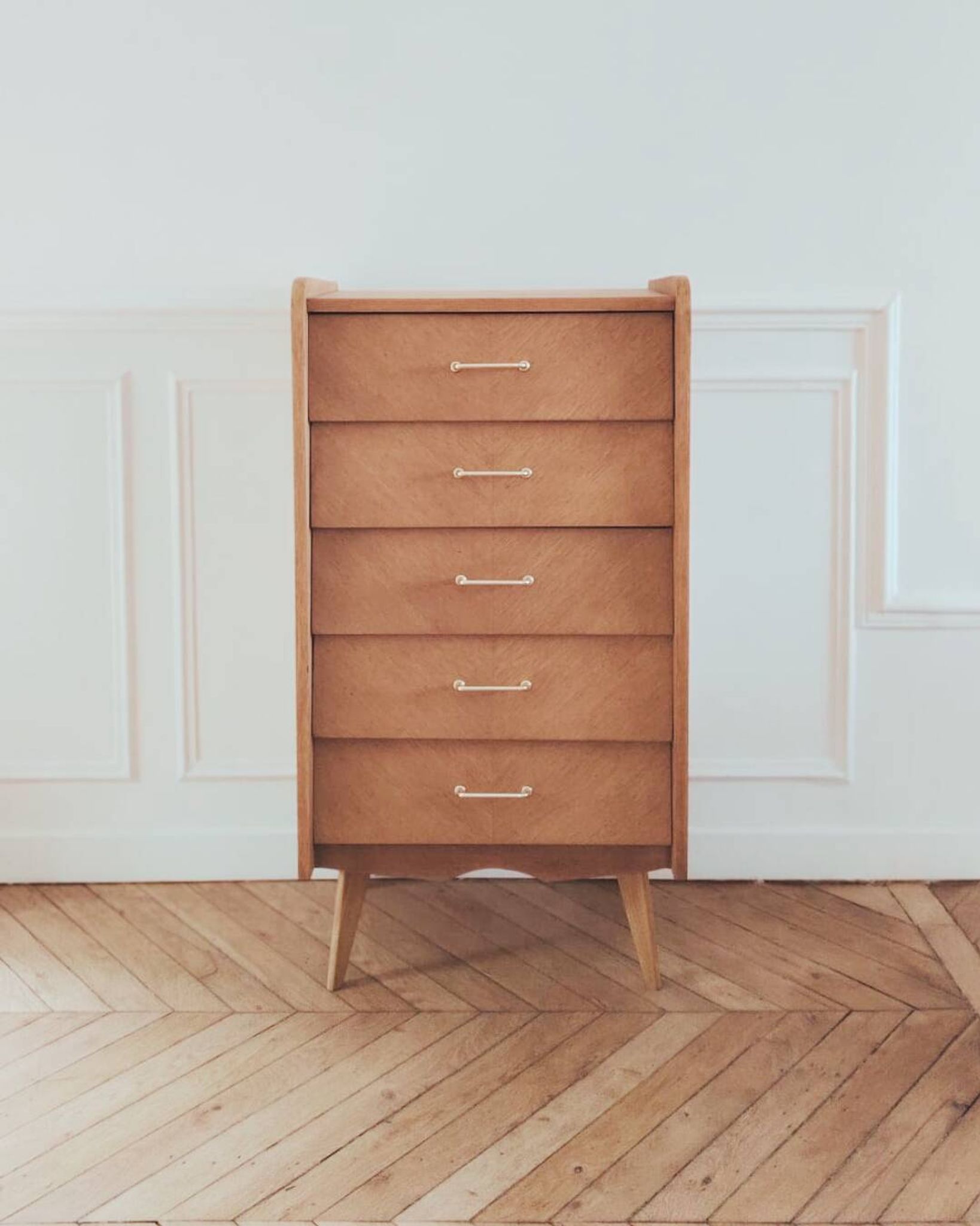 Renovated vintage chest of drawers, Scandinavian style, 1950s-60s.