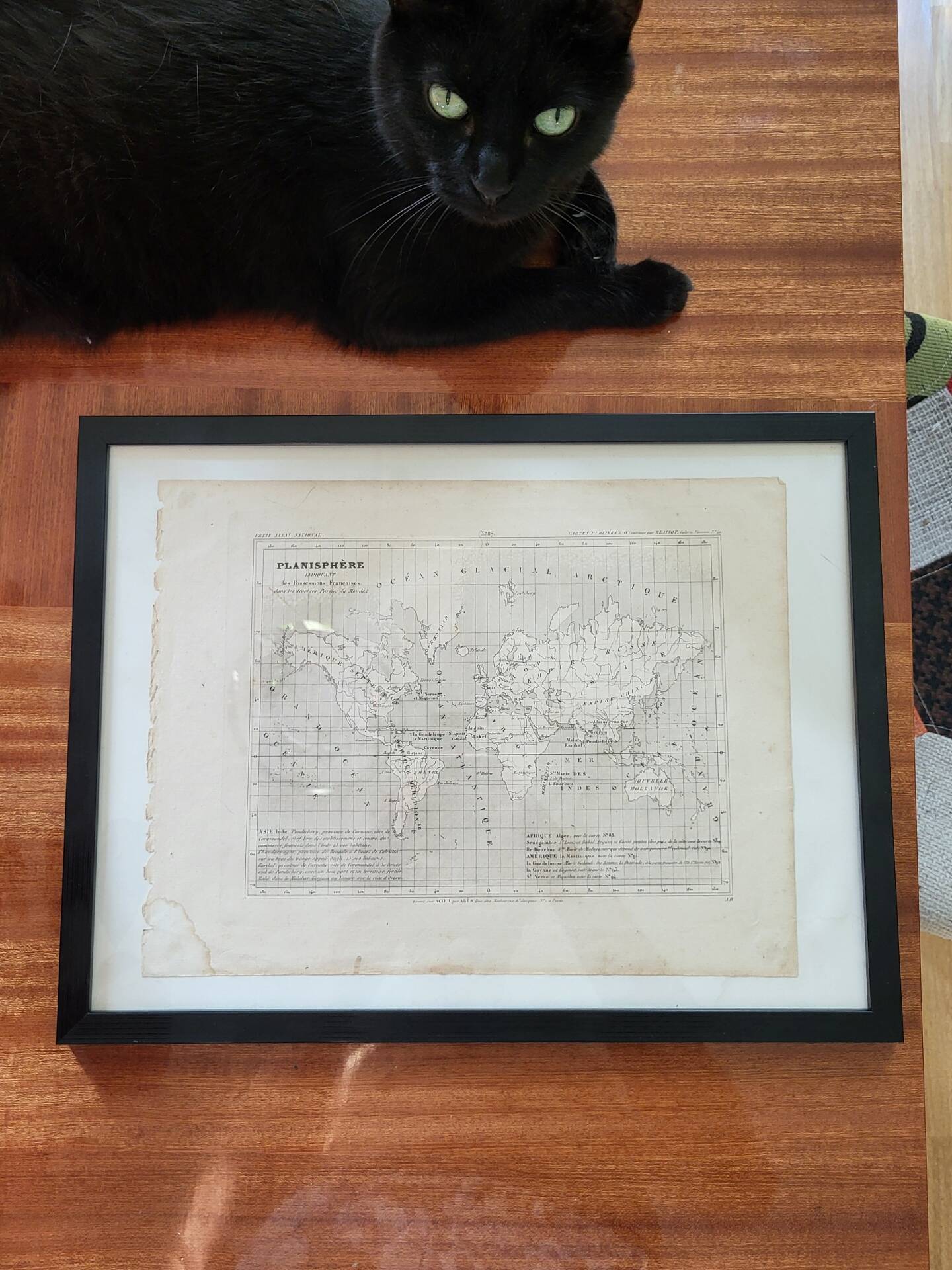 Original engraving, Levasseur world map – Mid 19th century