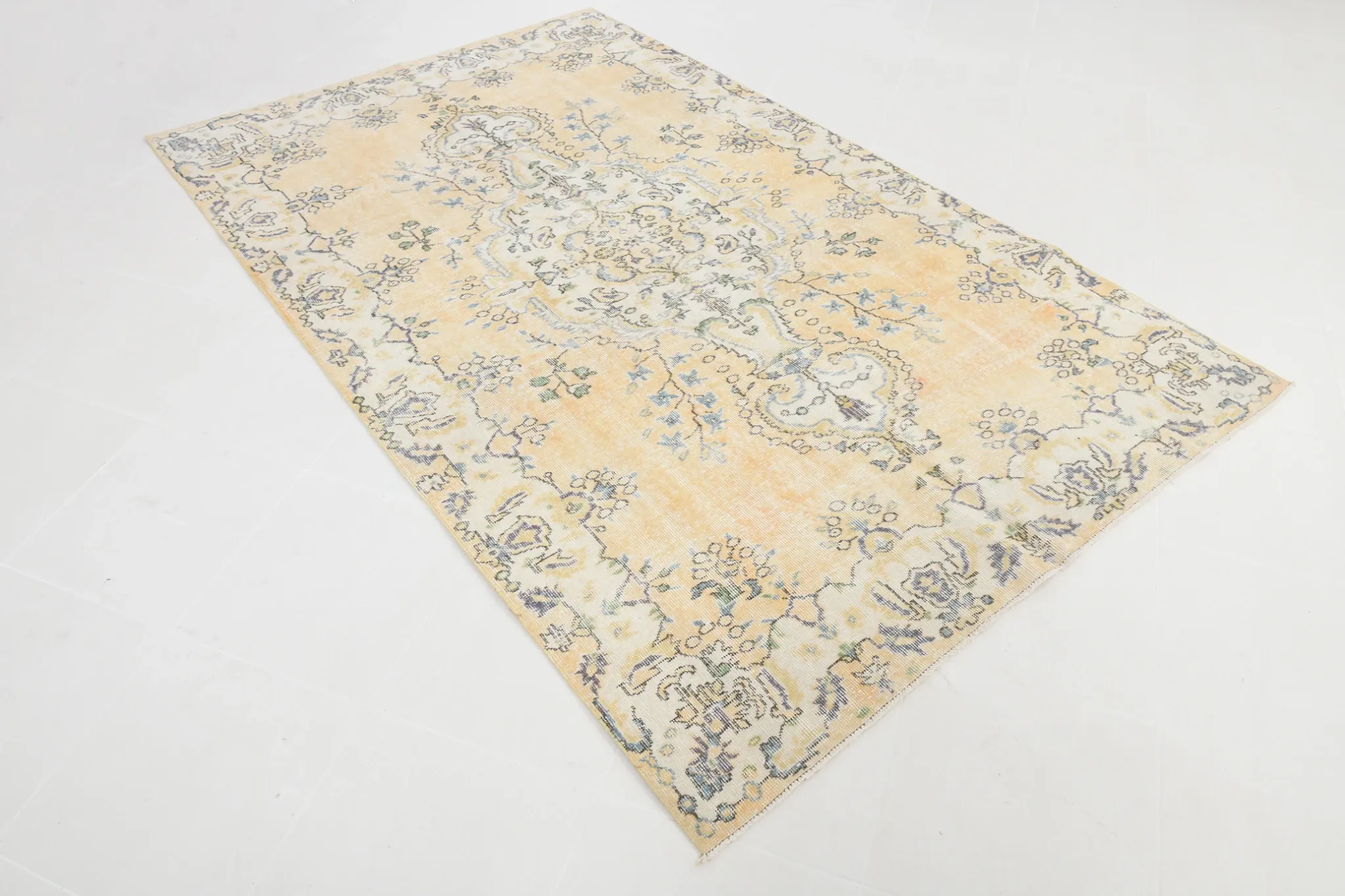 5x9 Vintage Persian Pale Yellow Rug, Rugs For Living  Room Carpet, 169x271