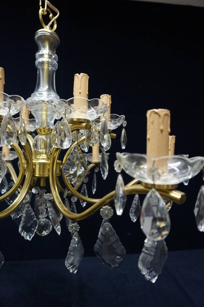 Bronze chandelier, crystal.