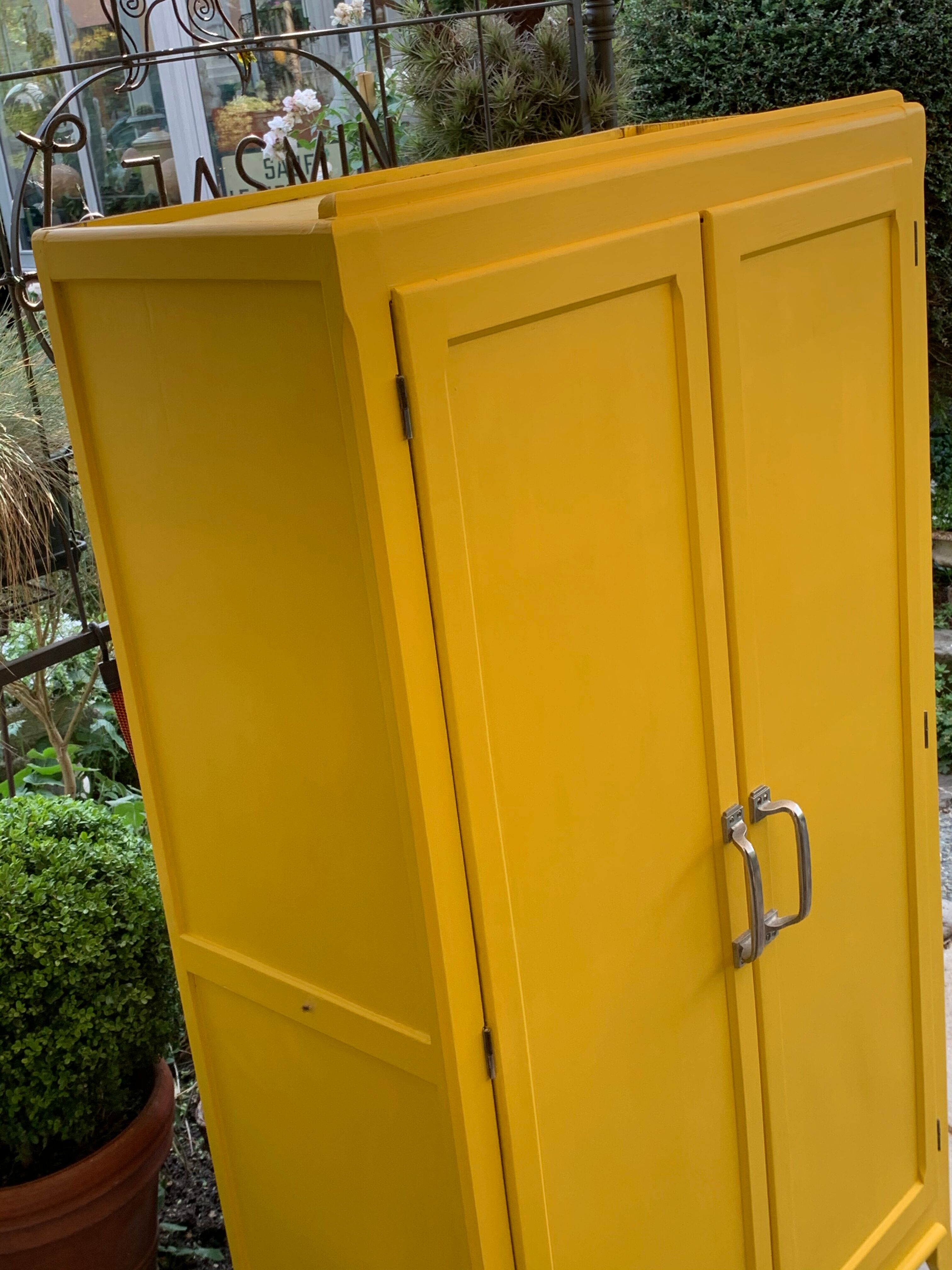 Armoire parisienne jaune poudrée 1950