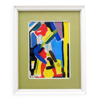 Aldo Gentilini, Composition, Mixed Technique on Masonite, 1970s, Framed