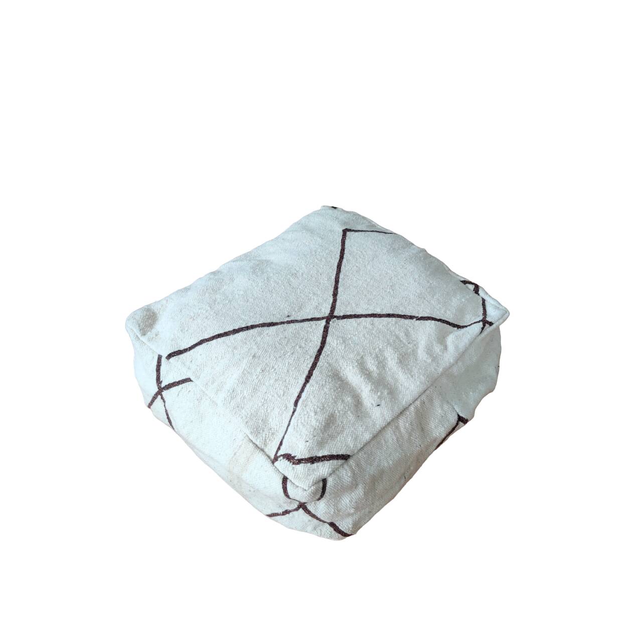 Berber Moroccan pouf in black and white.