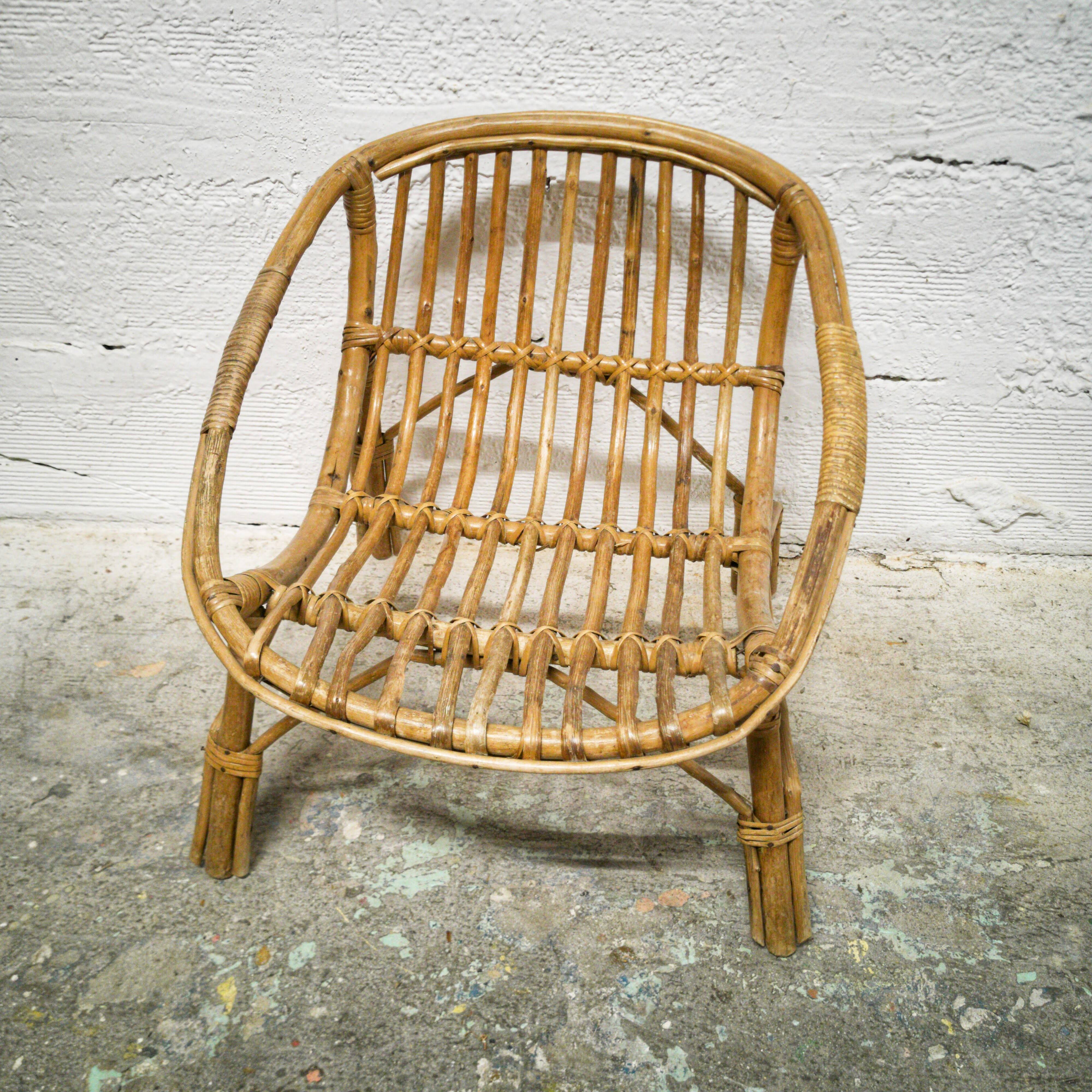 Vintage rattan children's armchair