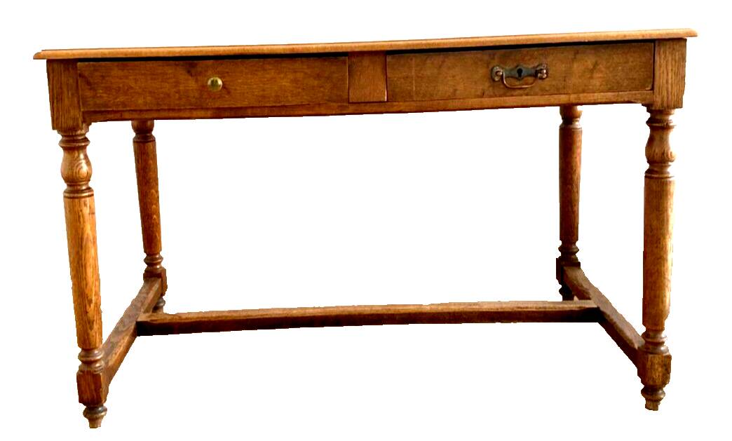 Louis XVI style flat desk in solid oak 19th century