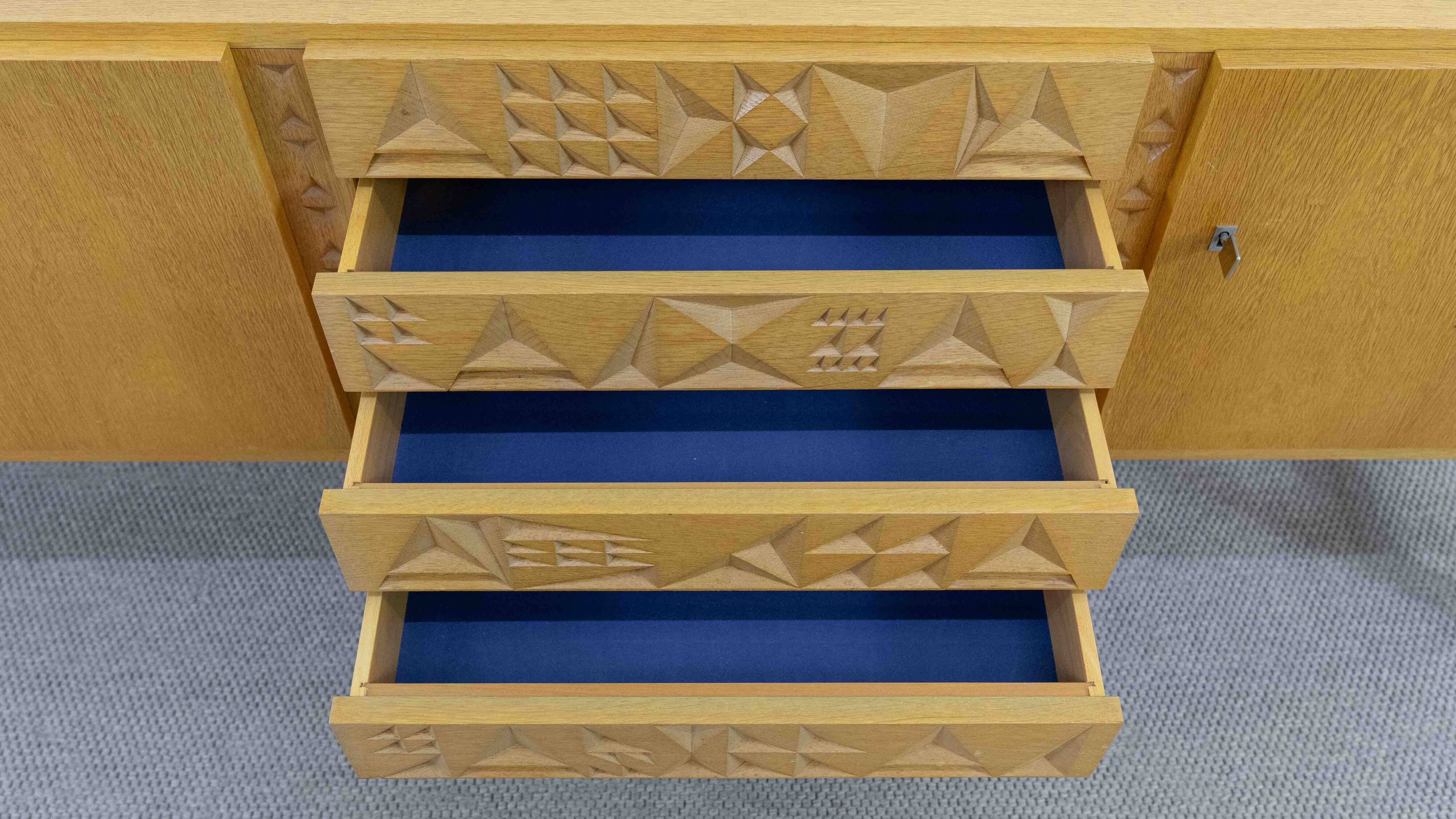 Mid-century brutalist oak sideboard