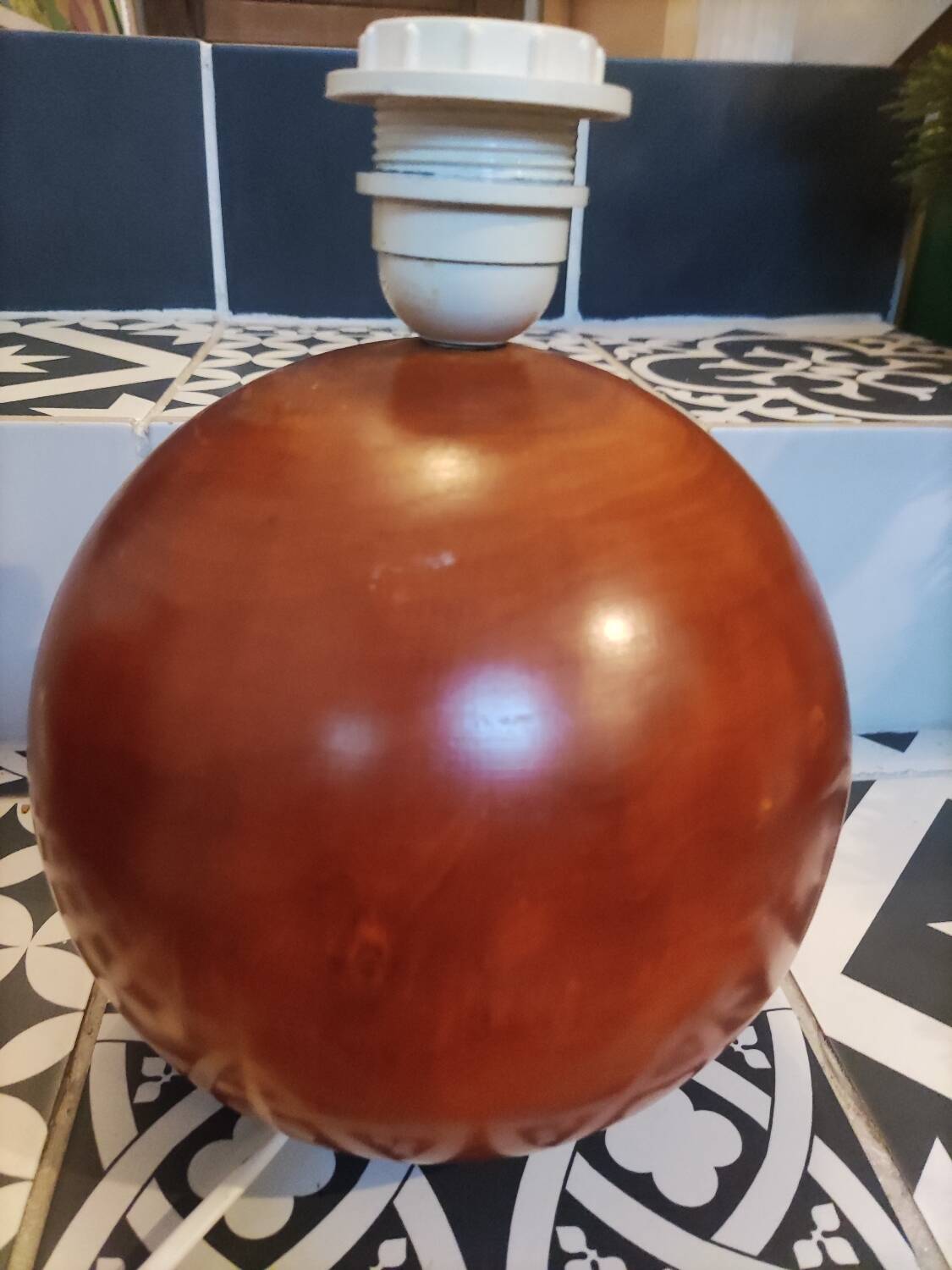 Wooden ball lamp base made in Italy