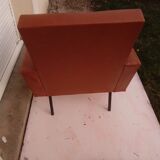 Armchair in brown skaï 70s