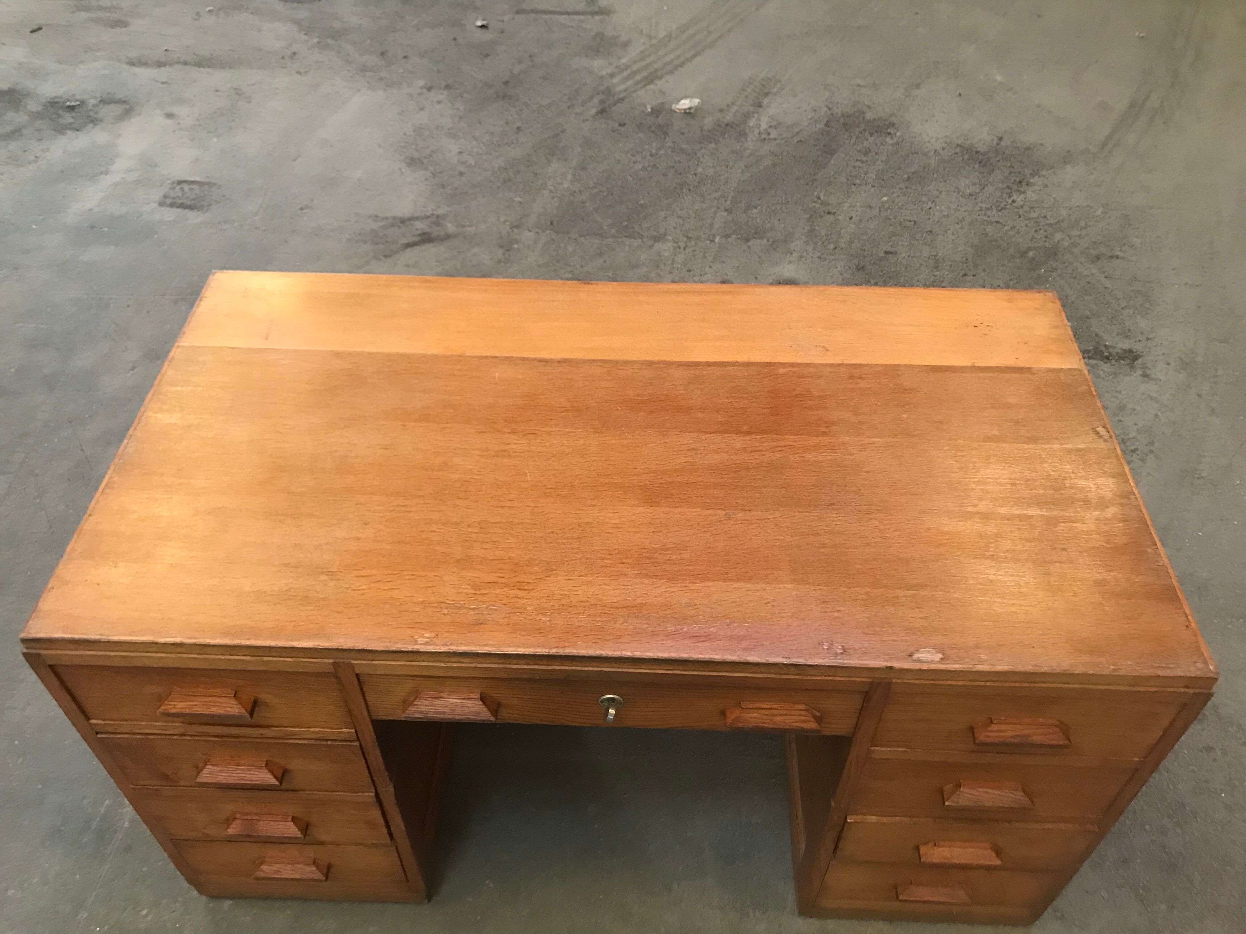 Solid oak administration cabinet desk 1950