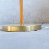 Modern mid-century brass and leather floor lamp Atelje Lyktan, Sweden