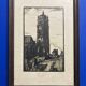 Old illustration of the Cathedral of Rodez, framed.