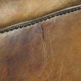 Sheepskin leather wing chair