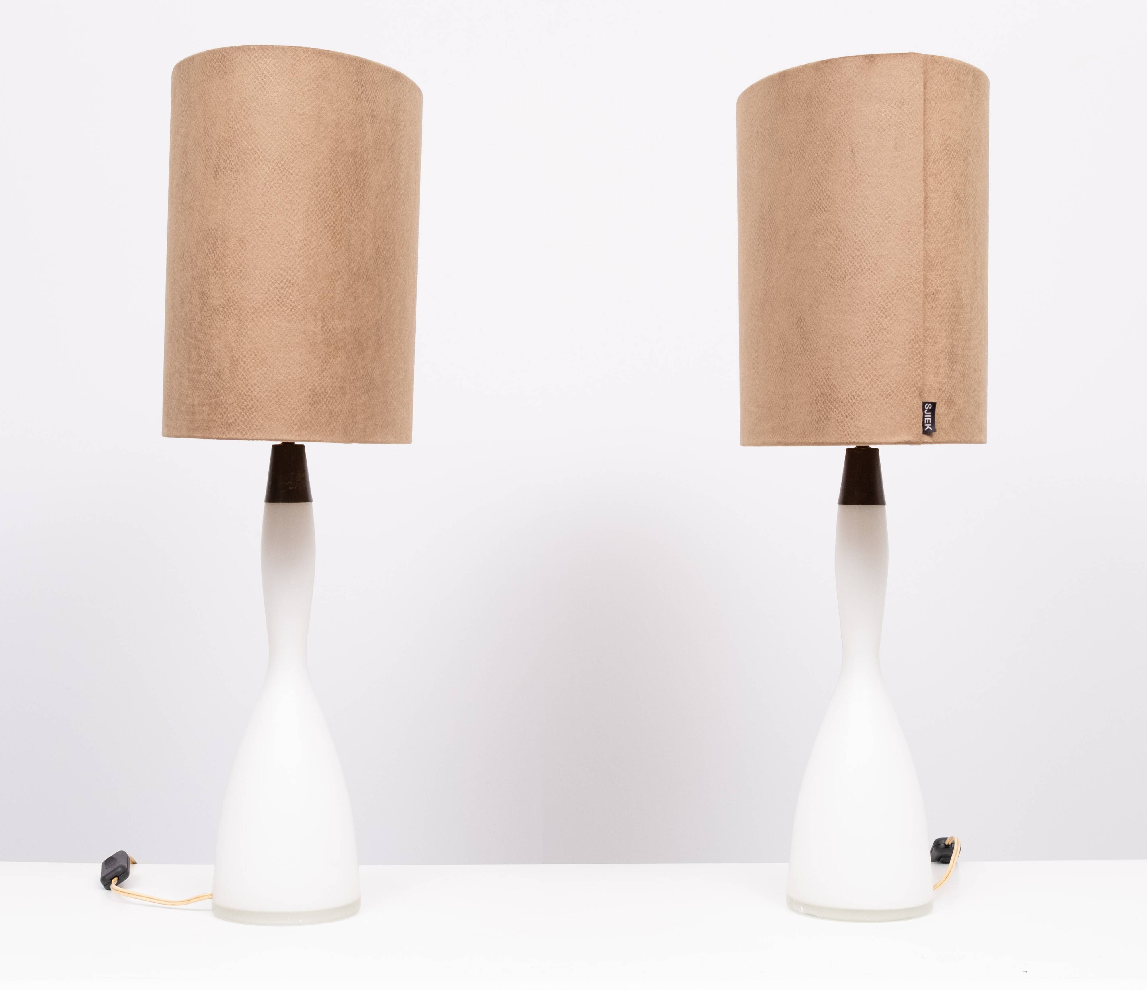 Kastrup Opaline Glass Table lamps Design by Jacob Bang 1960s Denmark