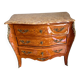 Commode sauteuse de style Louis XV en marqueterie, ornée de bronzes dé