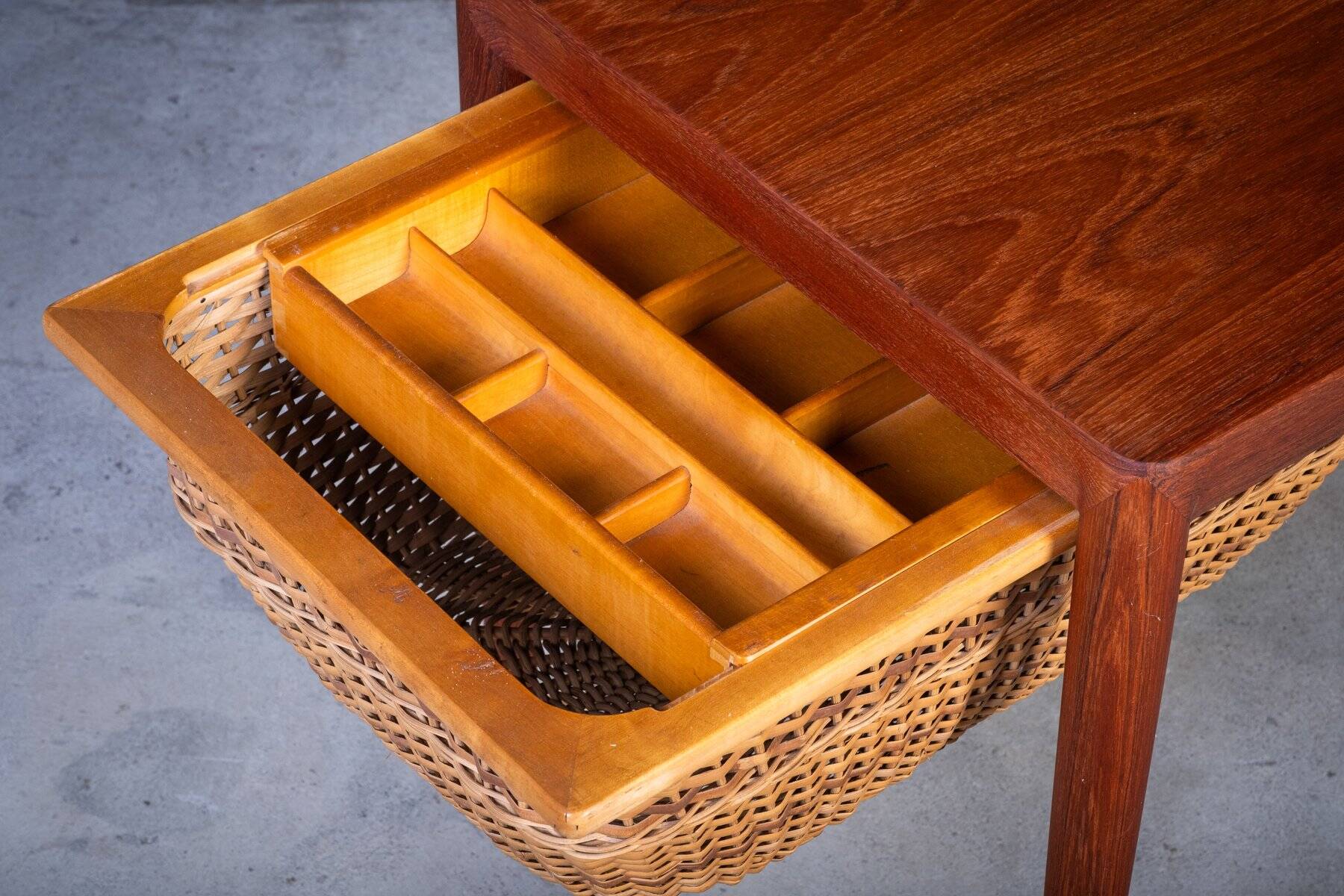 Vintage Sewing Table in Teak by Erik Severin Hansen for Haslev Møbelsnedkeri, 1960s
