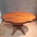 Guéridon, table violon Napoléon III en noyer