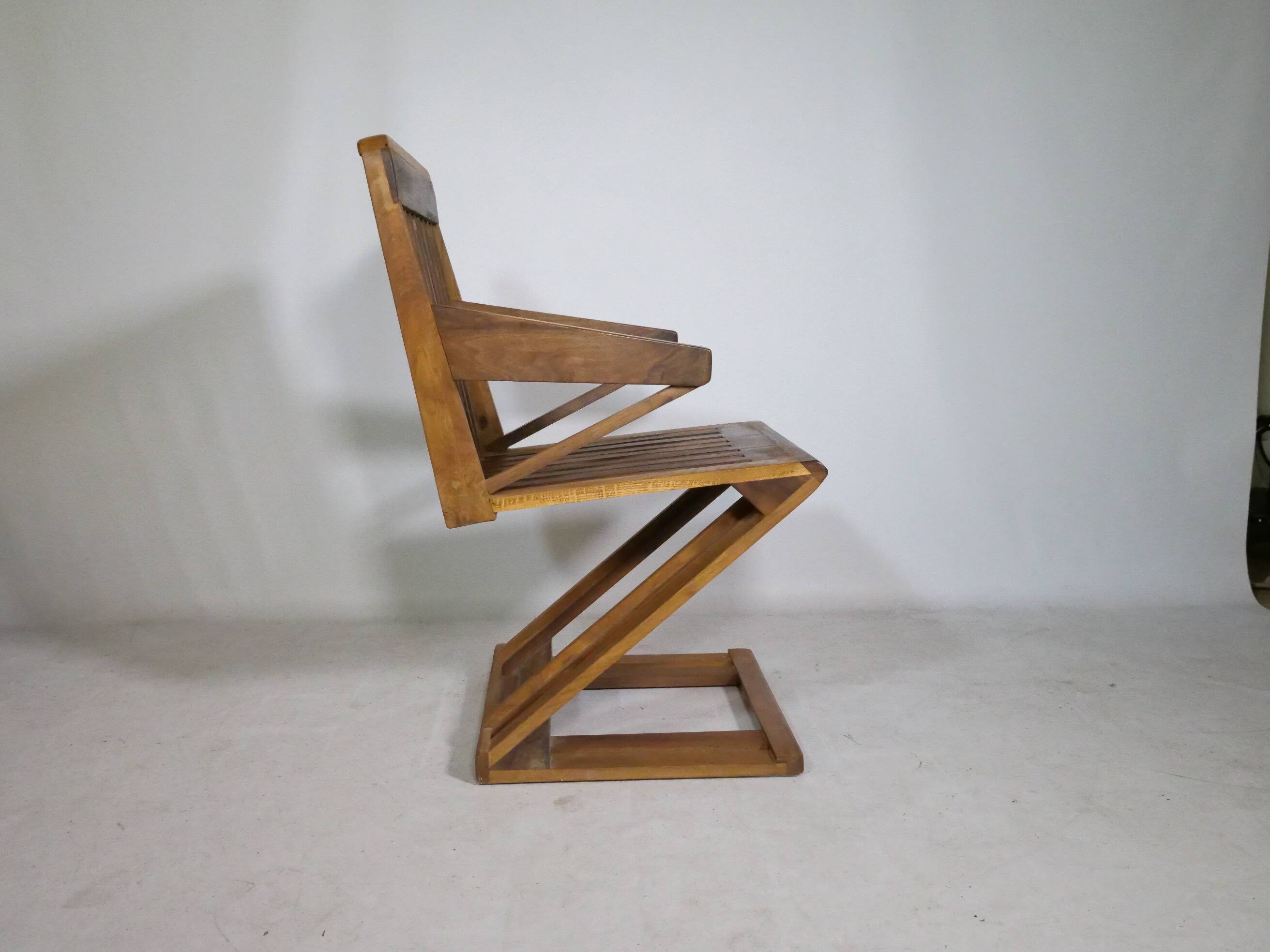 Zig Zag Vintage Chair Unique Piece Z Chair Solid Armchair, 70s 80s