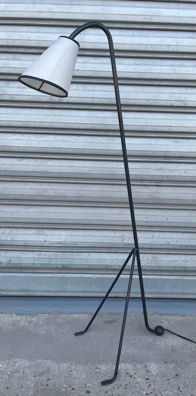 LIX Floor lamp base in raw steel with Caravan lampshade