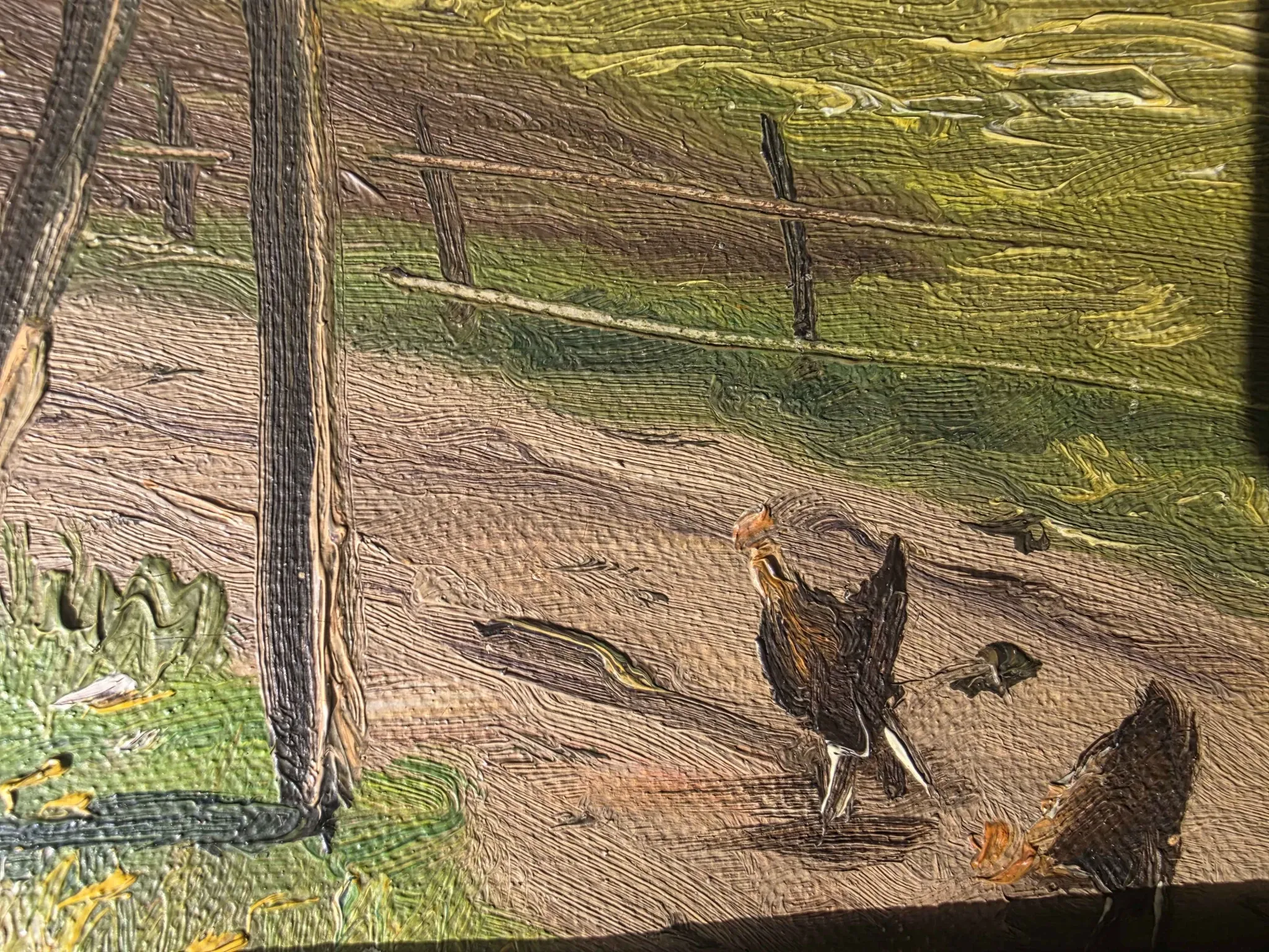 Vintage Farmhouse Landscape Oil Painting