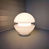 Space Age table lamp in white opaline and chrome metal, 1970