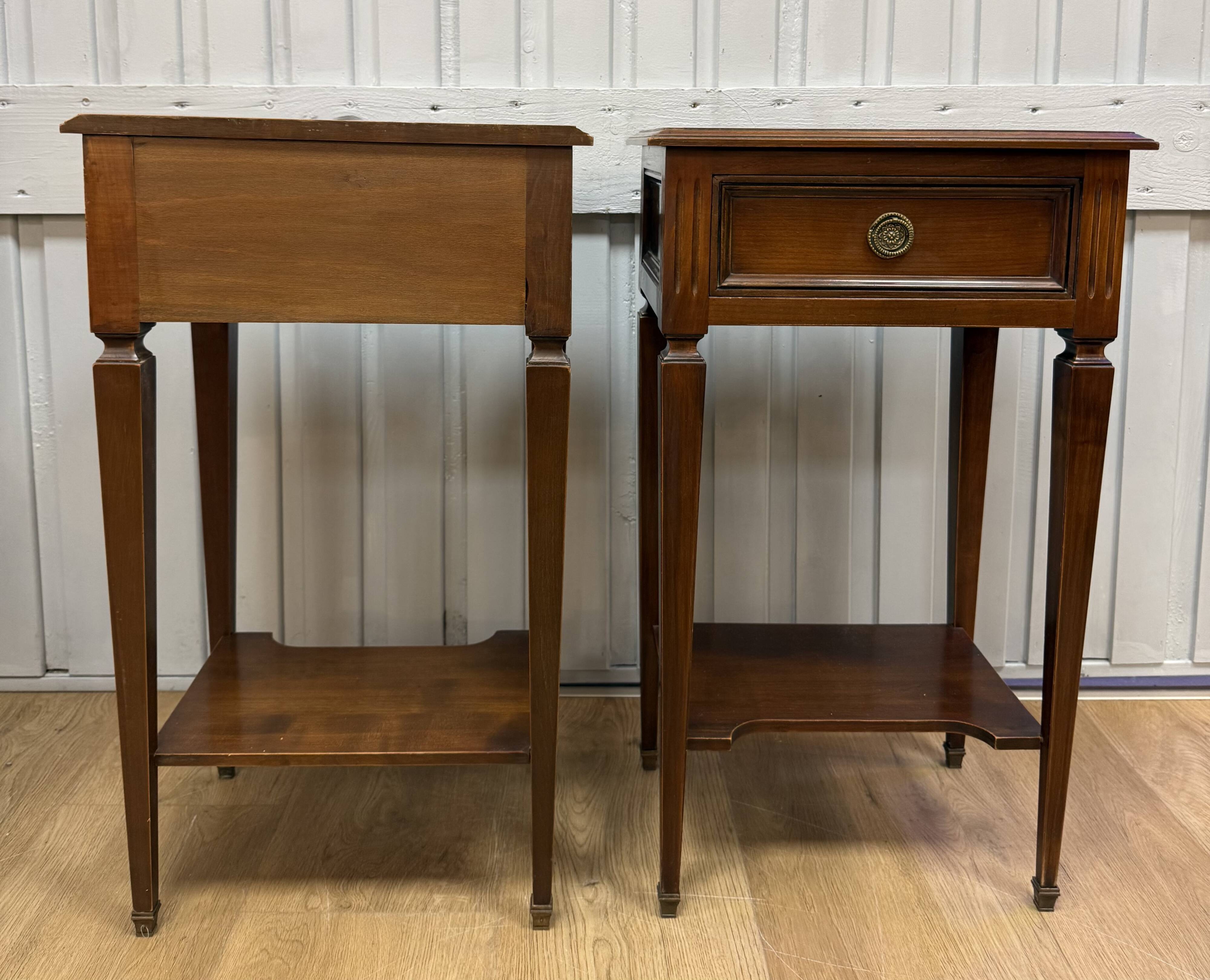 Louis XVI style bedside tables in mahogany