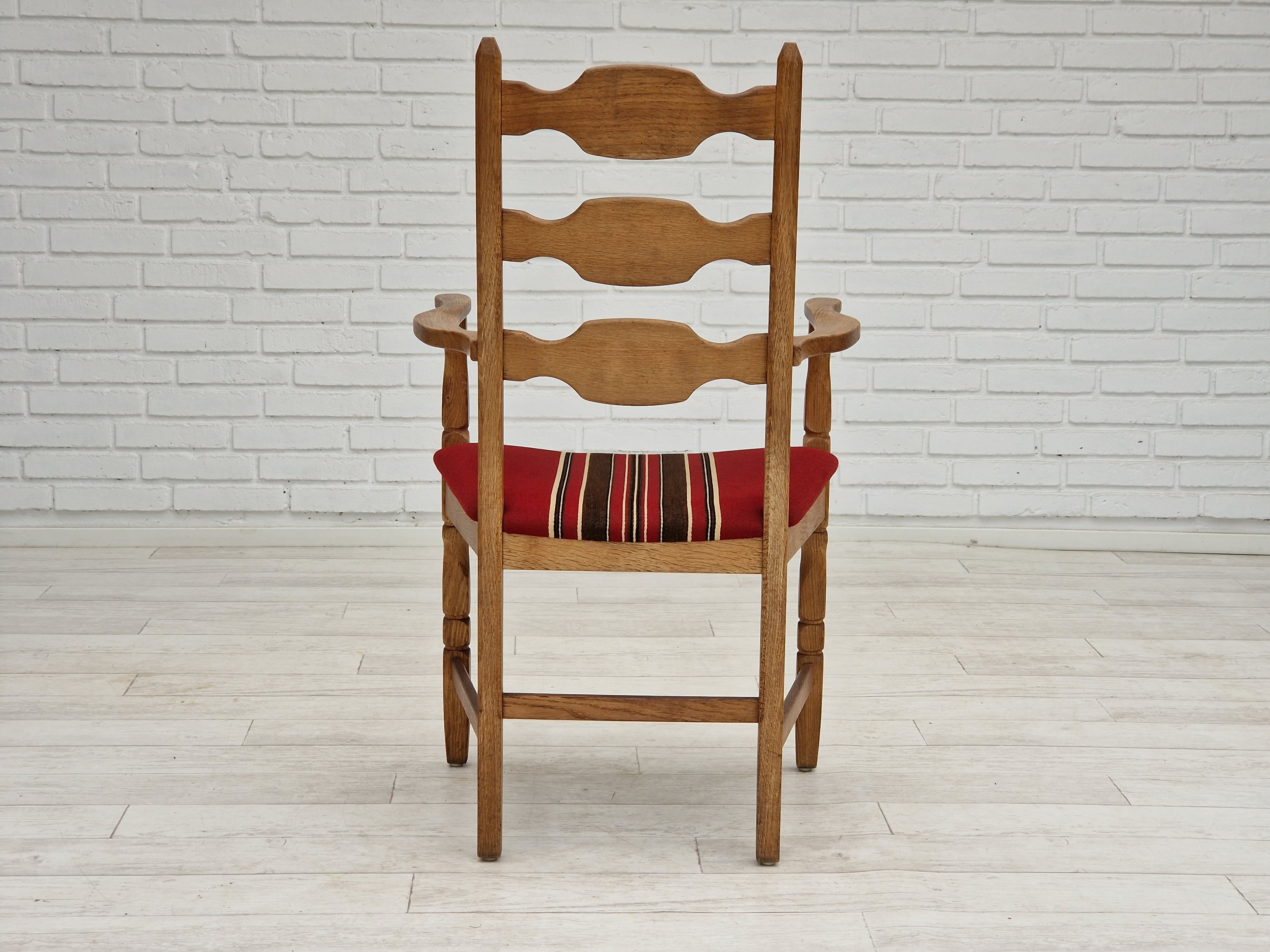 1960s, Danish design, armchair, oak wood, furniture wool.