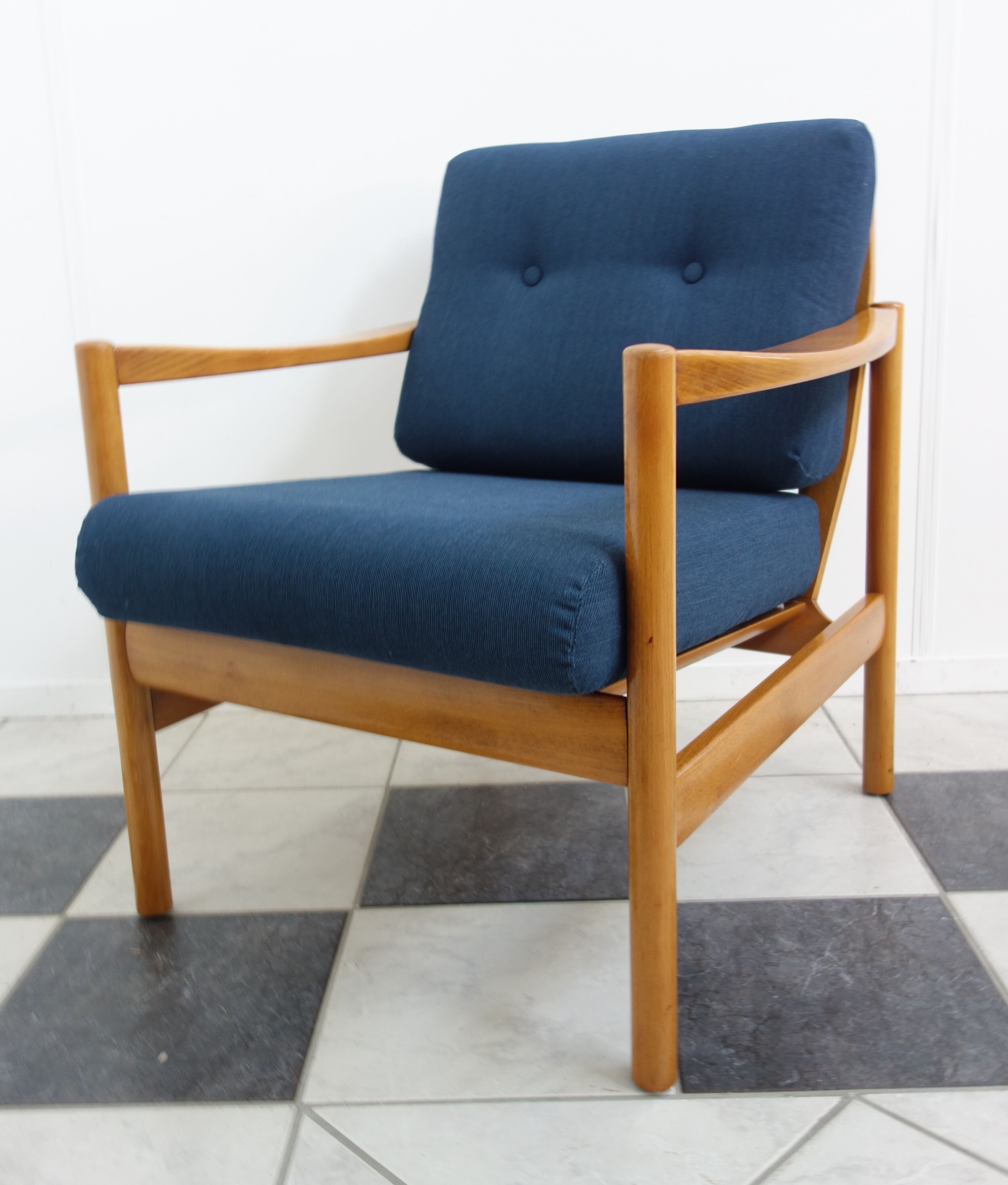 Walter knoll relax armchair 1960s in blue fabric