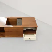 Italian 1970s Wooden Bar Cabinet on Castors