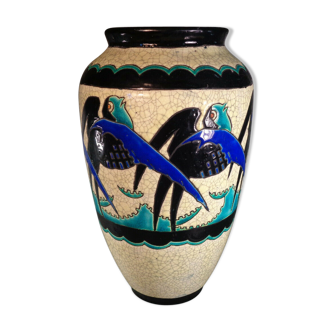 Vase Art Deco Keramis Boch La Louvière Charles Catteau swallows