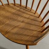 Vintage Swedish Sculptural Mid Century Oak Armchairs Yngve Ekström, 1950s