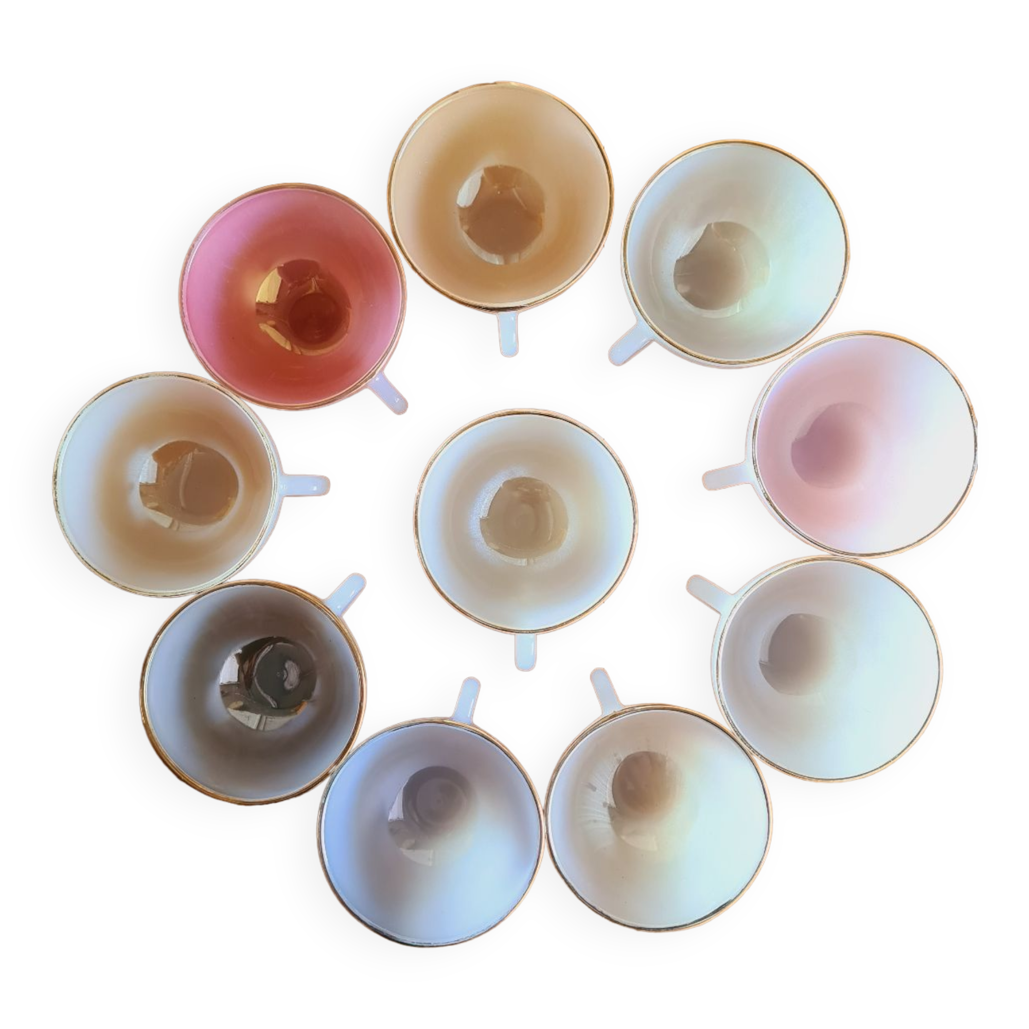 Vintage cups Harlequin Arcopal