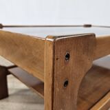 Teak coffee table with smoked glass top