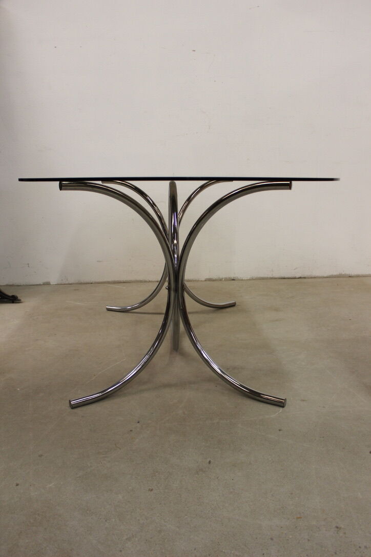 Smoked glass and chrome table circa 1970