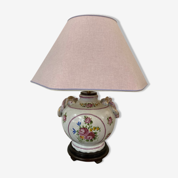 Lampe céramique motif roses