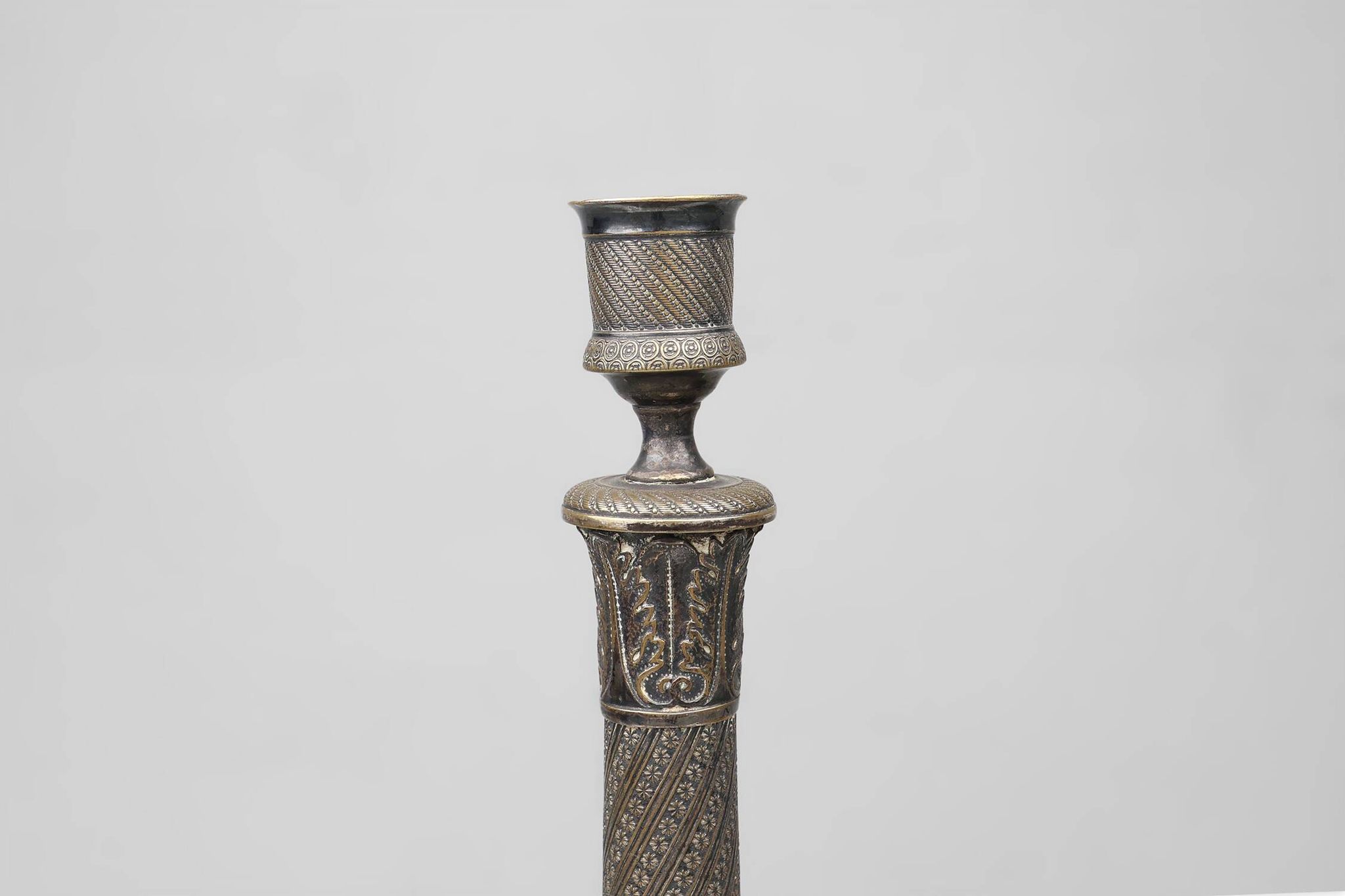 Large silver plated copper candlestick, France ca. 1900