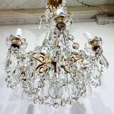6 Light Bronze And Crystal Chandelier