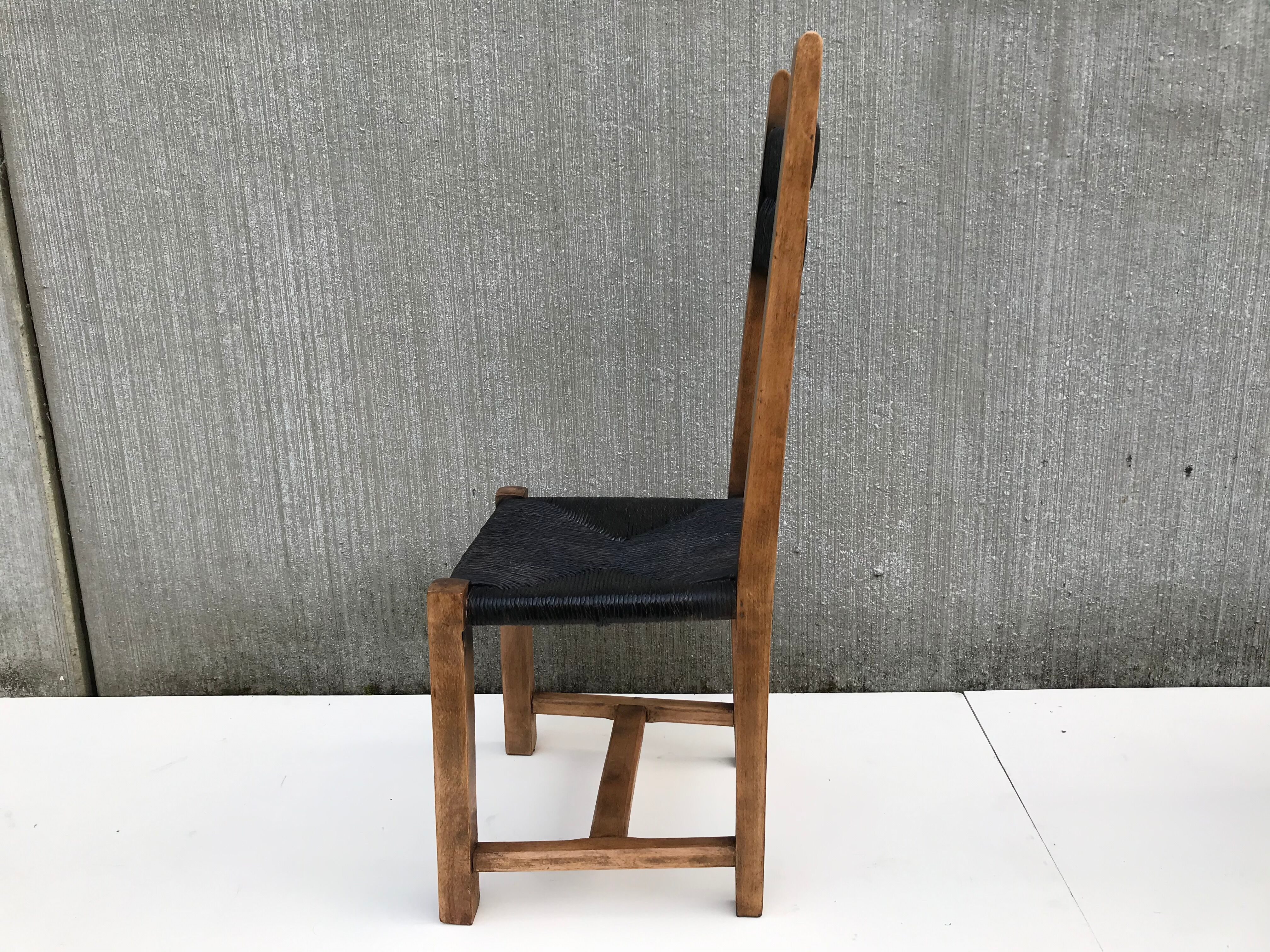 Suite of 4 straw chairs circa 1960